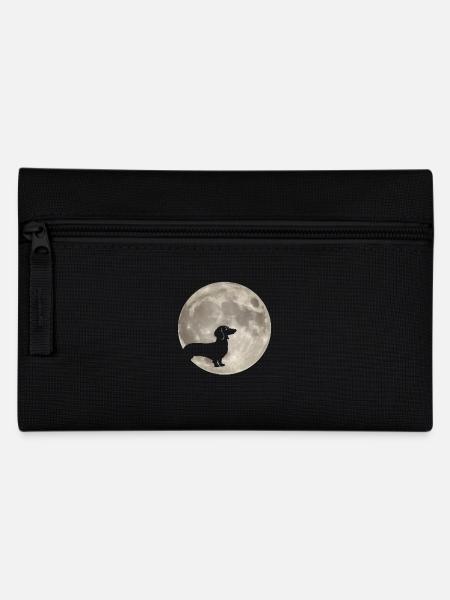 Mond Hund Dackel - Federtasche - Schwarz