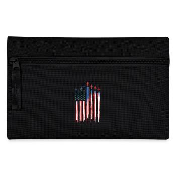 Patriotic USA Flag with Airplane Motif - Pencil Case - black - Front