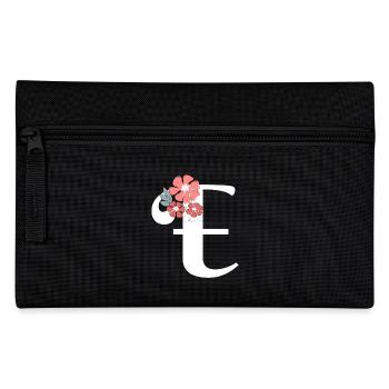 Letter e Minimalistische Blumen - Federtasche - Schwarz - Vorne