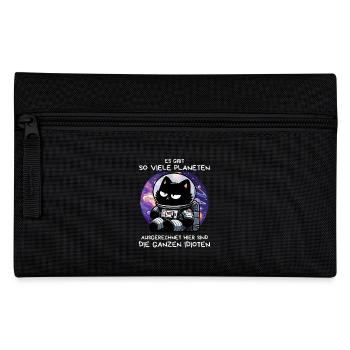 Misanthropische Katze im All – Space Mood Pur - Federtasche - Schwarz - Vorne