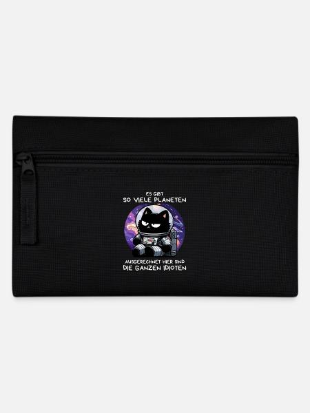 Misanthropische Katze im All – Space Mood Pur - Federtasche - Schwarz