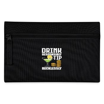 Barkeeper Drink Responsibly Tipp Recklessly - Federtasche - Schwarz - Vorne