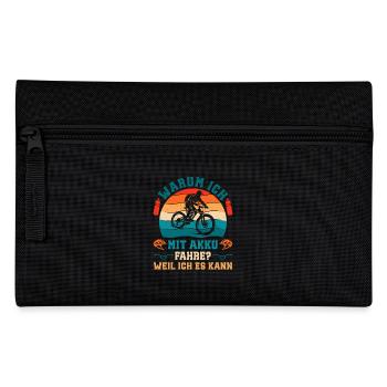 Elektro Rad WARUM ICH MIT AKKU FAHRE Lustig - Federtasche - Schwarz - Vorne