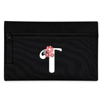 Letter t Minimalist Flowers - Pencil Case - black - Front