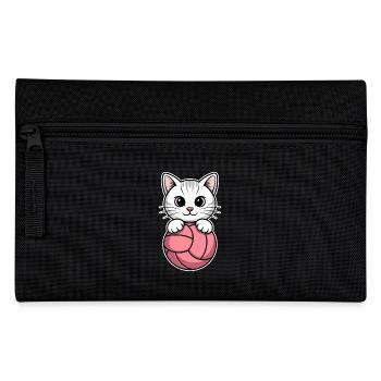 Volleyball Cat Funny Volleyball Gift - Pencil Case - black - Front