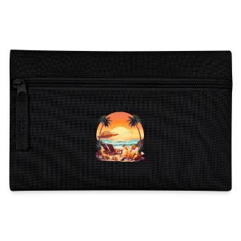 Relaxing on the beach under palm trees with - Pencil Case - black - Front