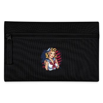 Retro pin-up in navy look with American - Pencil Case - black - Front