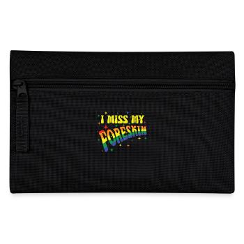 Regenbogen Text: I Miss My Foreskin - Federtasche - Schwarz - Vorne