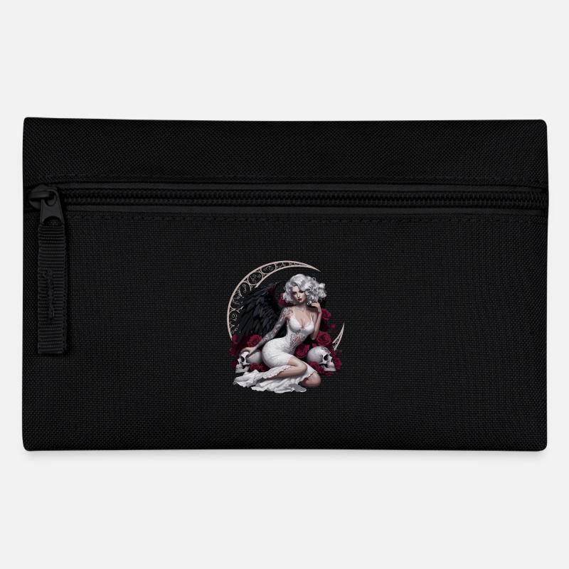 Ange noir avec des roses et un crâne - Trousse - noir