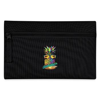 Colorful pineapple with sunglasses and summer feeling - Pencil Case - black - Front