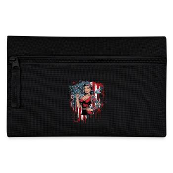 Femme forte avec drapeau et clé à molette - Trousse - noir - Devant