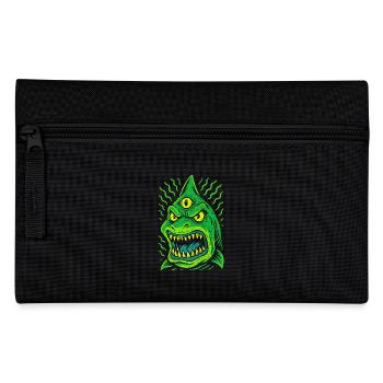 Three-eyed neon shark with fangs - Pencil Case - black - Front