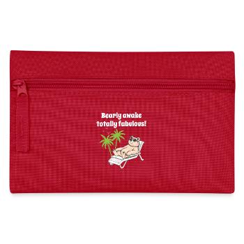 Bear in sunglasses chilling in deck chair palm trees - Pencil Case - red - Front