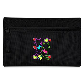 Chats rétro fraise été papillon coeur - Trousse - noir - Devant