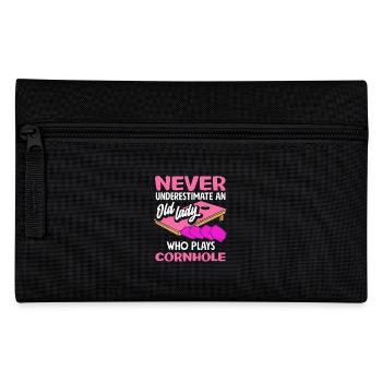 Cornhole Liebhaber Alt Dame - Federtasche - Schwarz - Vorne