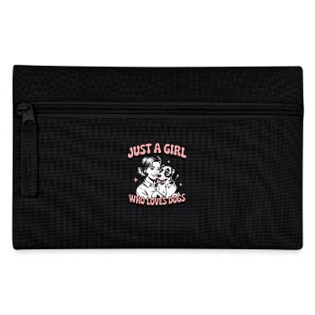 Just a girl who loves dogs – Retro 1960s Pop-Art - Federtasche - Schwarz - Vorne