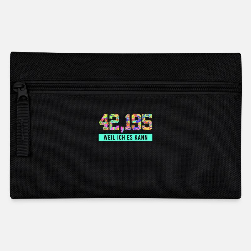 Läufer 42.195 WEIL ICH ES KANN Laufen Lustiges - Federtasche - Schwarz