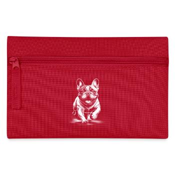 Running French Bulldog in Drawing Style - Pencil Case - red - Front
