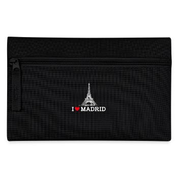 I Love Madrid Eiffel Tower Cool Heart Flag Pun - Pencil Case - black - Front