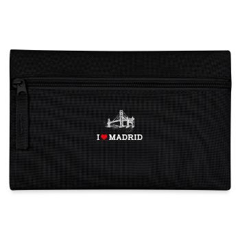 I Love Madrid Golden Gate Spain Lover Heart Flag - Pencil Case - black - Front