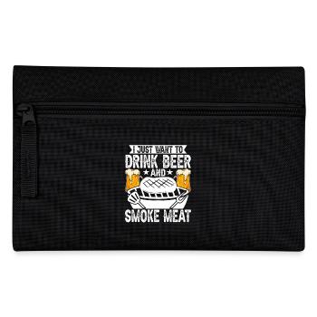 Simply drink beer and smoke meat - - Pencil Case - black - Front