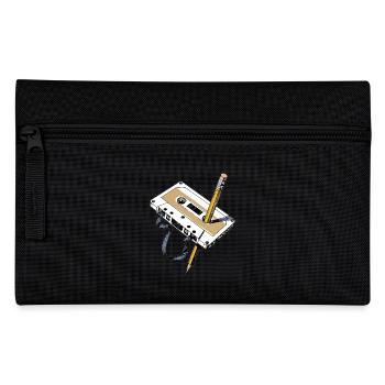 Retro Kassette mit Bleistift 80er Bandsalat analog - Federtasche - Schwarz - Vorne