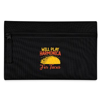 Funny Harmonica Player Will Play For Tacos - Federtasche - Schwarz - Vorne