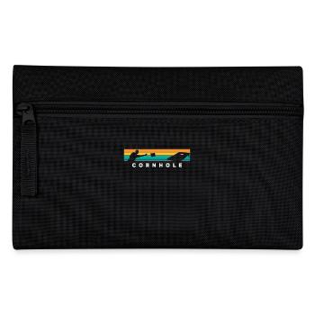 Cornhole Player Retro Style Silhouette - Pencil Case - black - Front