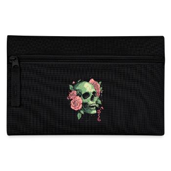 Crâne avec des roses et style japonais - Trousse - noir - Devant