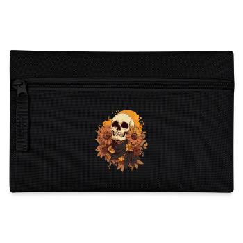 Crâne d’automne avec des fleurs - Trousse - noir - Devant