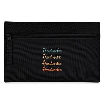 Handwerk Spruch wiederholt Handwerker Retro Farben - Federtasche - Schwarz - Vorne