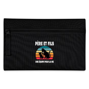 Father and Son Cat Vintage Dad Duo Father's Day - Pencil Case - black - Front
