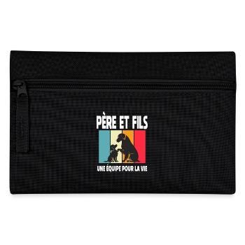 Father and Son Dog Dad Vintage Father's Day - Pencil Case - black - Front