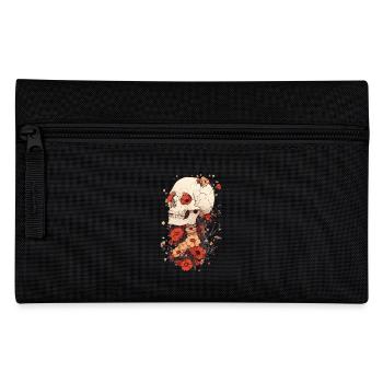 Skull with poppies and cracks - Pencil Case - black - Front
