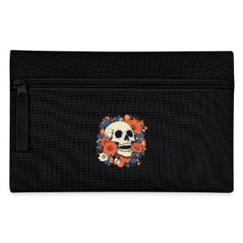 Pop Art Skull with Colorful Flowers - Pencil Case - black - Front