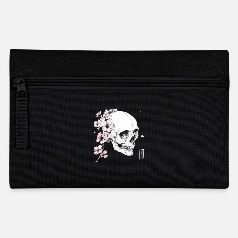 Kirschblüten Schädel im Japan-Stil - Federtasche - Schwarz