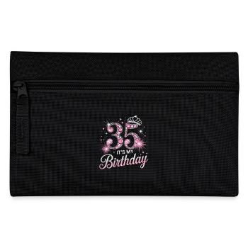 35. Geburtstag Glitzer Krone und Rosa Edelsteine - Federtasche - Schwarz - Vorne