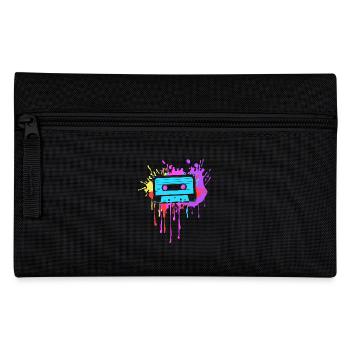 80's Mottoparty 80er Jahre Outfit Kassette - Federtasche - Schwarz - Vorne