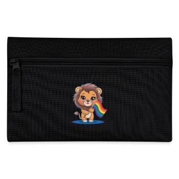 Cute lion with rainbow banner - Pencil Case - black - Front