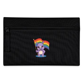Cute rhinoceros with rainbow flag - Pencil Case - black - Front