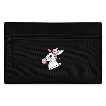 Lapin de Pâques avec bulle de chewing-gum en rétro vintage - Trousse - noir - Devant