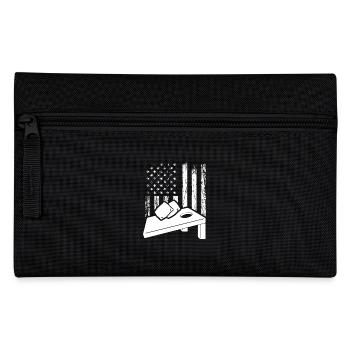 Cornhole Player USA Flag Design - Pencil Case - black - Front