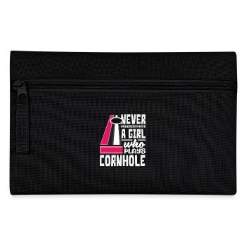 Never Underestimate a Girl Cornhole Player - Pencil Case - black - Front