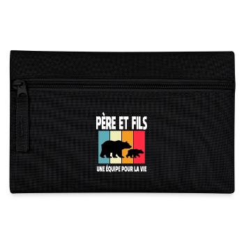 Father and Son Bear Daddy Bear Vintage Father's Day - Pencil Case - black - Front