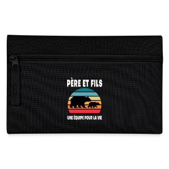 Father and Son Bear Vintage Dad Duo Father's Day - Pencil Case - black - Front