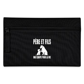 Father and Son Dad Dog Father's Day - Pencil Case - black - Front