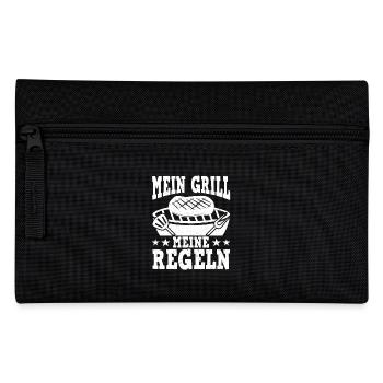 Mein Grill Meine Regeln Grillmeister BBQ Grillen - Federtasche - Schwarz - Vorne