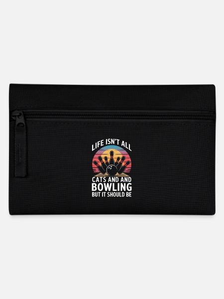 Bowling Spruch Katzen Lustiges Bowling Geschenk - Federtasche - Schwarz