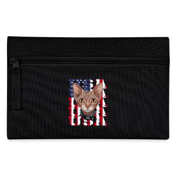 USA Chat Sphynx devant le drapeau - Trousse - noir - Devant