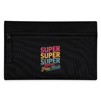 Retro Mother's Day Super Mom Super Woman Super Tired - Pencil Case - black - Front
